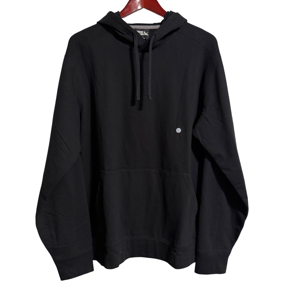 Eddie Bauer Mens Camp Fleece Pullover Hoodie Black Large New NWT